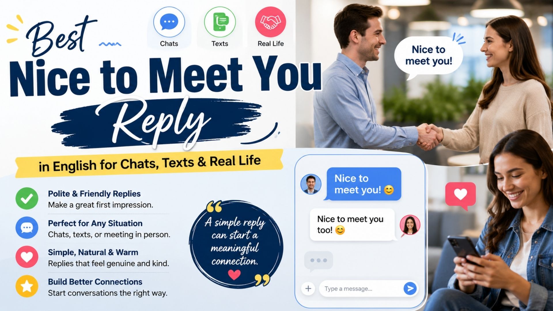 Best Nice to Meet You Reply in English for Chats, Texts & Real Life